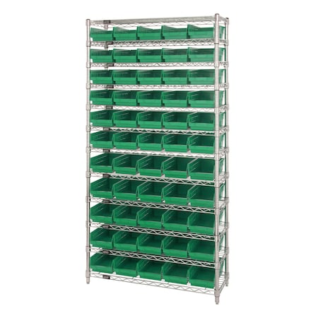 Quantum Storage Systems Shelf Bin Wire Shelving System WR12-106GN